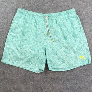 Tommy Bahama Mens Swim Trunks XL Geometric Aqua Green Drawstring Polyester Short